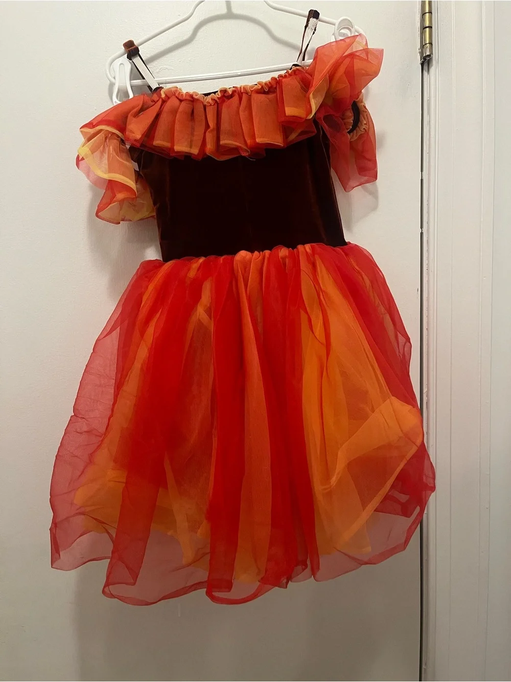 Source Unknown Red and Orange Flame Tulle Costume Dress